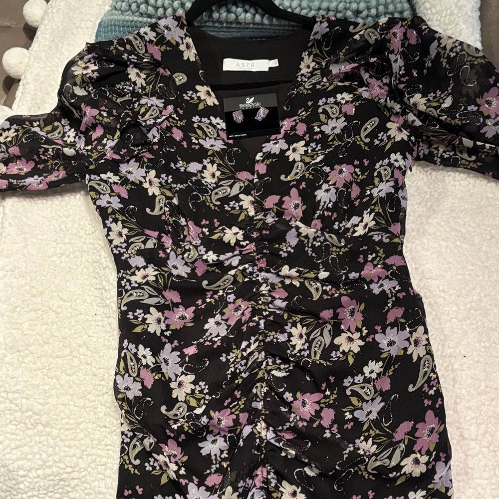 Astr Black dress with Purple and cream sold alone dress only